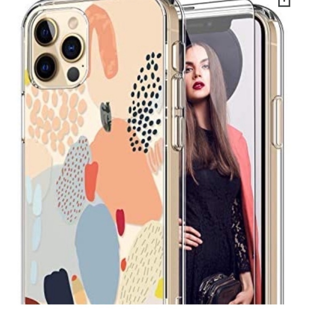 NWTIcedio I phone11 Case With Screen Protector Clear With Multi Colored Painting